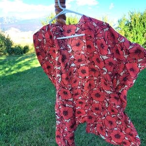 Floral Red and Black Kimono